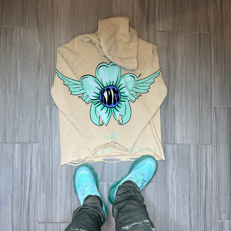 Light Brown  & Turquoise Hoodie