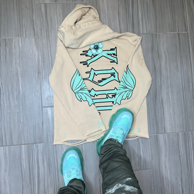 Light Brown  & Turquoise Hoodie