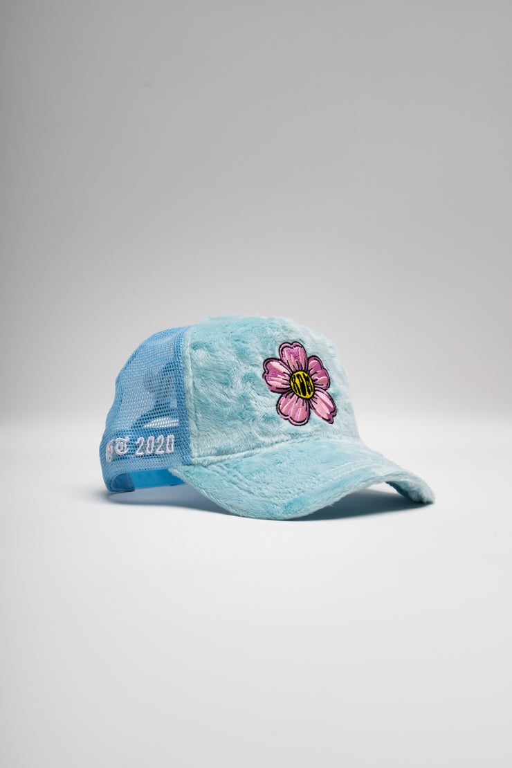 Light Blue & Pink Velvet Trucker